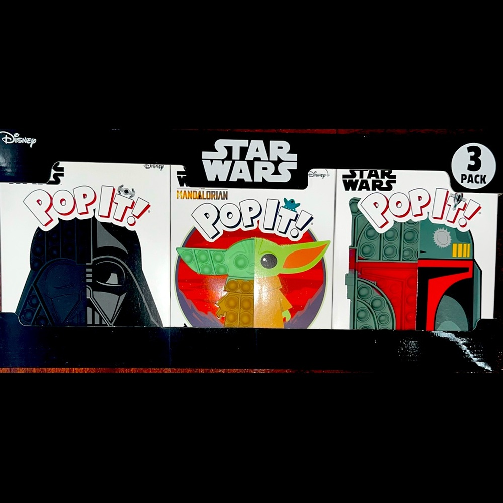 Star Wars Pop It set of 3 Darth Vader Grogu Boba Fett fidget toy